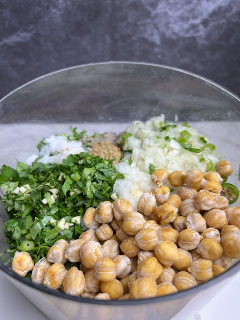 making falafel using a food processor 